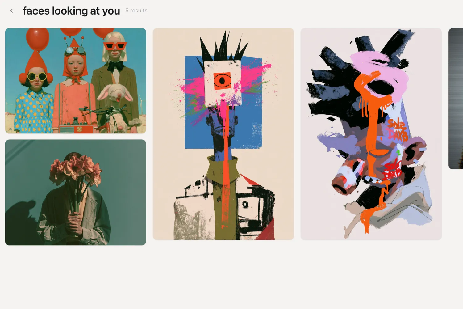 A search for faces looking at you, returning the images that match